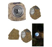 Pack de 5 Lumières de jardin solaire 3 LEDS en forme de rocher Batterie: solaire + 2x AA incl.