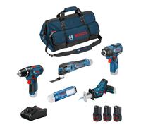 Pack de 5 outils 12V (GLI 12V-30 + GSR 12V-15 + GOP 12V-28 + GDR 12V-110 + GSA 12V-14) BOSCH