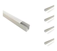 Pack de 5 - Profilé Aluminium 1m pour Ruban LED avec Cache Blanc Opaque - SILAMP