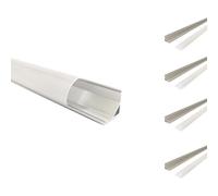 Pack de 5 - Profilé Aluminium Angle 2m pour Ruban LED Couvercle Blanc Opaque - SILAMP