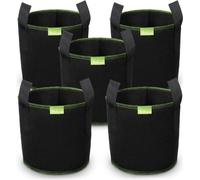 pack de 5 sacs de plantation en non-tissé avec poignées pour tomates, fleurs - 10 gallons