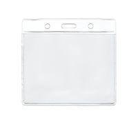 Pack de 50 Vinyle ID Porte badge Poche Porte Pochettes Par Lanyards Tomorrow HORIZONTAL Size 11.8 x 11 Carte 11.5 x 9.5cm Conference Clair PVC d'identité plastique ID Carte Badge Porte-cartes Badge