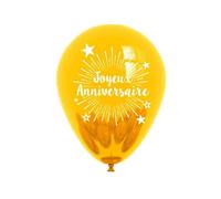 Pack de 6 Ballons 'Joyeux Anniversaire' Doré / Dimensions : 30 x 30 cm