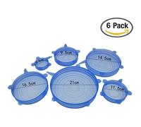 Pack de 6 Couvercles Extensibles en Silicone，Eco-friendly Couvert frais réutilisable et durable,différentes tailles.