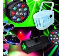 PACK DE 6 JEUX DE LUMIÈRES 2 PAR-MINI Ibiza + 2 OVNI UFO LED + 1 DERBY RGBW + 1 GOBO FLOWER