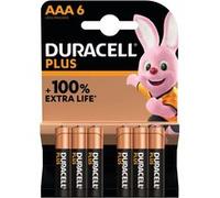 Pack de 6 piles alcalines AAA Duracell Plus 1.5V LR03 Noir Noir E