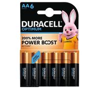 Pack de 6 piles Duracell Optimum AA 1,5 V LR06 Noir