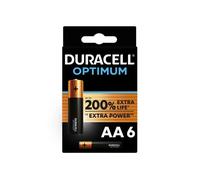 Pack de 6 piles Duracell Optimum AA 1,5 V LR06 Noir