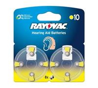 Pile pour appareils auditifs - RAYOVAC - A10 PR70 - 0% mercure - Lot de 8 (plaquette) - +30% durée