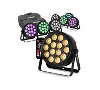 Pack de 8 Projecteurs FlatPAR LEDs BeamZ BCC165 - RGBWA-UV 14x4W Extra-Plats - Télécommande et Sac
