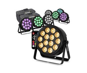 Pack de 8 Projecteurs FlatPAR LEDs BeamZ BCC165 - RGBWA-UV 14x4W Extra-Plats - Télécommande et Sac