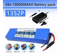 Pack de batteries lithium-ion 13S2P 48V 100000mAh 100Ah avec BMS 250W 350W 500W 750W 1000W et chargeur 54.6V offert XT60-DC-charger