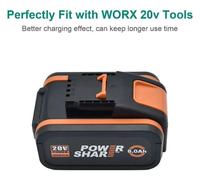 Pack de batteries pour Worx 20 V - Batterie de rechange pour outils sans fil - Li-Ion 8000 mAh - Lot de 4 batteries uniquement - Compatible avec les modèles WA3551, WA3572, WA3553, WX390, WX176 et WX1