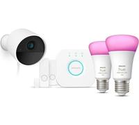 Philips Hue Pack de démarrage Secure Caméra filaire, 2 capteurs blancs, 2 ampoules E27 WCA, 1 pont
