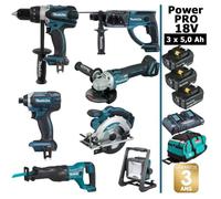 Pack de machines outil - Makita - Power PRO 7 outils 18V - Sans fil - Batterie