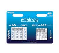 4+4 Piles Rechargeables AAA 800mAh et AA 2000mAh Panasonic Eneloop BK-KJMCDE44E