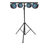 Pack de projecteurs PAR LED - IBIZA LIGHT - PAR MINI - RGBW (rouge vert bleu blanc) - 12 LEDs - Portique Varytec inclus
