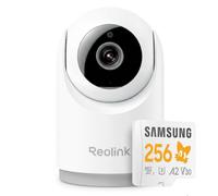 Pack de sécurité et stockage pour la maison intelligente : Caméra WiFi intérieure Reolink E321 3 MP à rotation et inclinaison, Blanc + Carte mémoire microSD Samsung Sonic the Hedgehog PRO Plus 256 Go