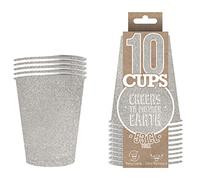 Pack de x10 Gobelets Scintillants Argent | Gobelets Américains Argentés 53cl avec Paillettes | Beer Pong Qualité Premium | Verres Recyclables Ultra Résistants en Carton | Créé par OriginalCup®
