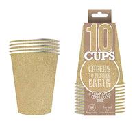 Pack de x10 Gobelets Scintillants Or | Gobelets Américains Dorés 53 vec Paillettes | Beer Pong Qualité Premium | Verres Recyclables Ultra Résistants en Carton | Créé par OriginalCup®