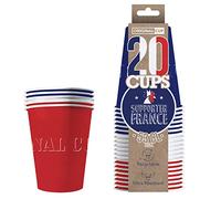 Pack de x20 Gobelets France | Gobelets Américains 53 leus Blancs Rouges en Carton | Beer Pong Qualité Premium | Verres Recyclables Ultra Résistants | Apéro | House Party | OriginalCup®