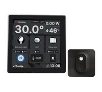 Shelly Wall Display Noir + Blu H&T Noir - Kit domotique Wi-Fi, Panneau de contrôle avec relais interrupteur 5A et Capteur de température et d’humidité, Fonction thermostat, Mesure consommation énergie
