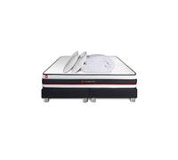 Pack double sommier 90x200 + matelas FORM 180x200 + 2 oreillers mémoire de forme + Couette Percale