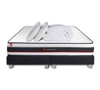 Pack double sommier 90x200 + matelas FORM 180x200 + 2 oreillers mémoire de forme + Couette Percale G