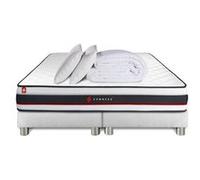 Pack double sommier 90x200 + matelas FORM 180x200 + 2 oreillers mémoire de forme + Couette Percale G