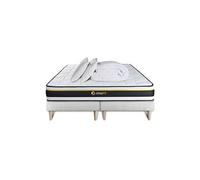 Pack double sommier 90x200 + matelas SOFT 180x200 + 2 oreillers mémoire de forme + Couette Percale