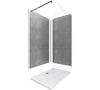 Pack douche à l'Italienne avec Receveur 120x90 + Paroi transparente + Panneaux muraux