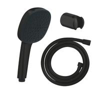 Pack douchette 2 jets GROHE Vitalio Comfort 110 noir mat + Flexible de douche VitalioFlex Trend 1750 mm et support noir mat