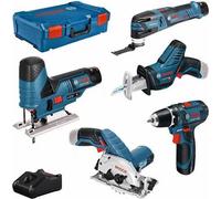 Pack d'outils sans fil Bosch Professional, 5 outils, 3 batteries 3Ah, Coffret L-BOXX, GSR 12V-15, GST 12V-70, GOP 12V-28, GKS 12V-26, GSA 12V-14
