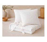 Pack Drap Housse 140 x 190 cm + 2 Taies d’Oreiller 60 x 60 cm Double Gaze de Coton GAÏA Blanc