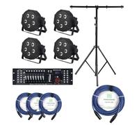 Showlite FLP-5x9W projecteur 4 x set, y compris le contrôleur DMX Master pro USB + statif + câble G