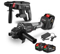 Pack électroportatif - YOFIDRA - Meuleuse 125mm 850W + Marteau perforateur 650W - Sans balais - 2x1.5Ah - Gris