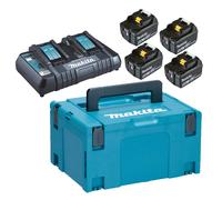Pack Énergie 18 V Li-Ion 4 batteries 5 Ah + 1 chargeur double avec coffret MAKPAC - MAKITA - 197626-8