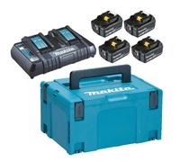 Pack Energie 4 batteries 18 V 6 Ah BL1860B + chargeur double DC18RD en coffret MAKPAC III - MAKITA - 198091-4
