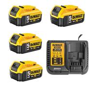 Pack ÉNERGIE DEWALT 4 Batteries 5,0 Ah 18V DCB184-XJ et un chargeur DCB1104-QW