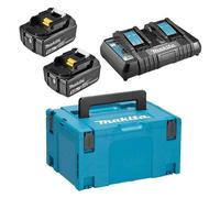 Pack Énergie MAKITA 197629-2 18V Li-Ion (2 batteries 5,0 Ah + 1 chargeur double) avec coffret MAKPAC