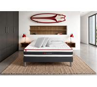 Pack ENERGY 200 x 200 cm Sommier Kit NOIR - 22cm - Ressorts ensachs et mmoire de forme - Tonique - Sommier kit Noir