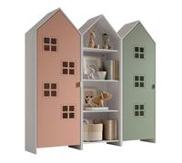 Pack - Étagère & 2 Armoires ""Casami Bruges"" 171cm Rose Blanc & Vert