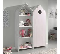 CASAMI Set 2 pcs. composé de : Armoire à étagères, armoire à 1 porte avec façade en rose