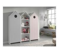 Pack - Étagère Enfant & 2 Armoires Casami Blanc, Gris & Rose