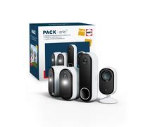 Arlo Pack Fnac caméras Essential – 2 ext. + 1 int. + sonnette vidéo HD – Blanc