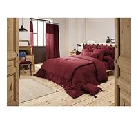 Pack Gaze de Coton Parure de Couette 220x240 cm + Drap Housse 140x190 + 2 taies 60x60 Bordeaux