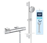 Pack GROHE Douchette Vitalio Joy+ 120 avec Barre de Douche + Mitigeur Thermostatique Precision Feel, Chromé (1348660000 + 34790000)