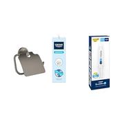 Pack GROHE Start Porte-Papier Toilette avec Couvercle Anthracite Brossé Hard Graphite avec Colle QuickFix A1, Installation Facile, Temps de durcissement 24 Heures, 41179AL0 + 41127000