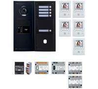 Pack GT vidéo 5 BP programmé avec platine façade noire satin 200457 - AIPHONE GTBV5EB