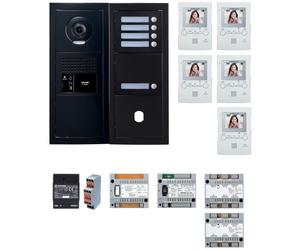 Pack GT vidéo 5 BP programmé avec platine façade noire satin 200457 - AIPHONE GTBV5EB
